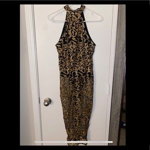 Black and Gold sequined halter dress